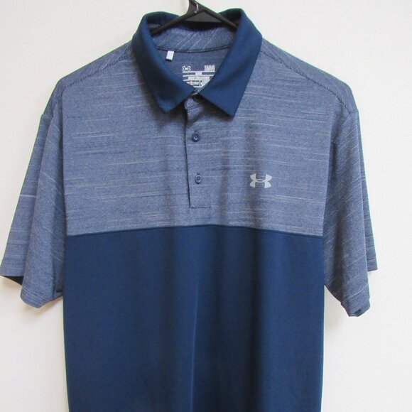 Under Armour Heatgear Loose Blue Short-Sleeve Golf Polo Shirt Large - Picture 1 of 4